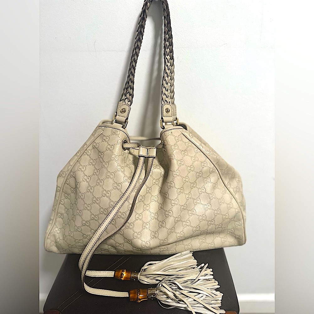 Monogram Peggy Braided Tote - Cream